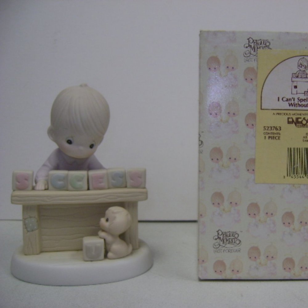 Precious Moment porcelain Figurine 1990 "I can't Spell Success Without You"